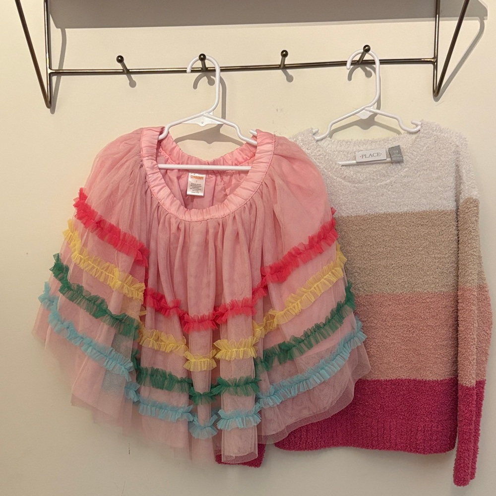 Gymboree Pink Tulle Skirt and Children’s Place color block pink/nuetral colors